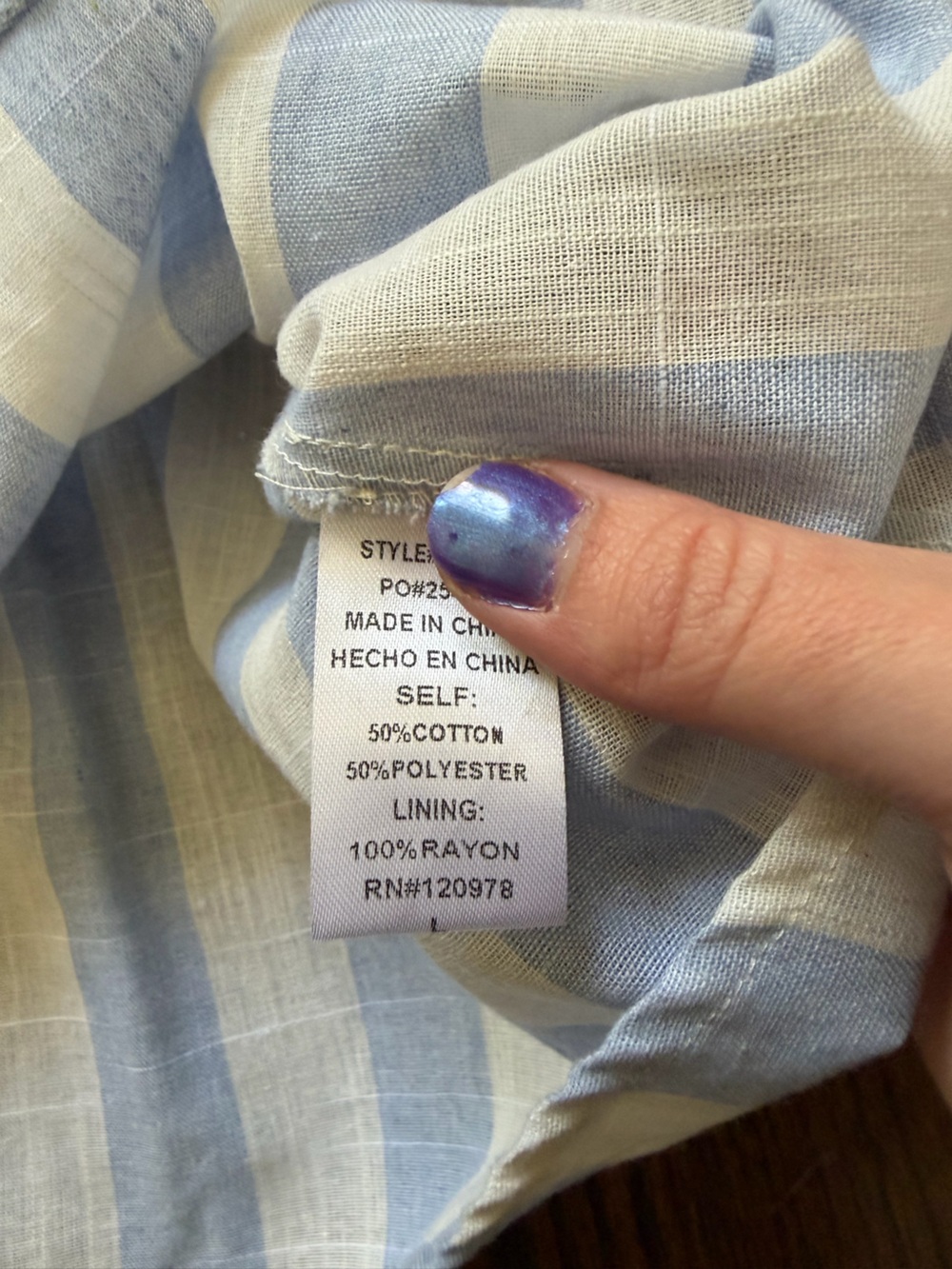 Blue and White Striped Off-Shoulder Top - Picture 4 of 6